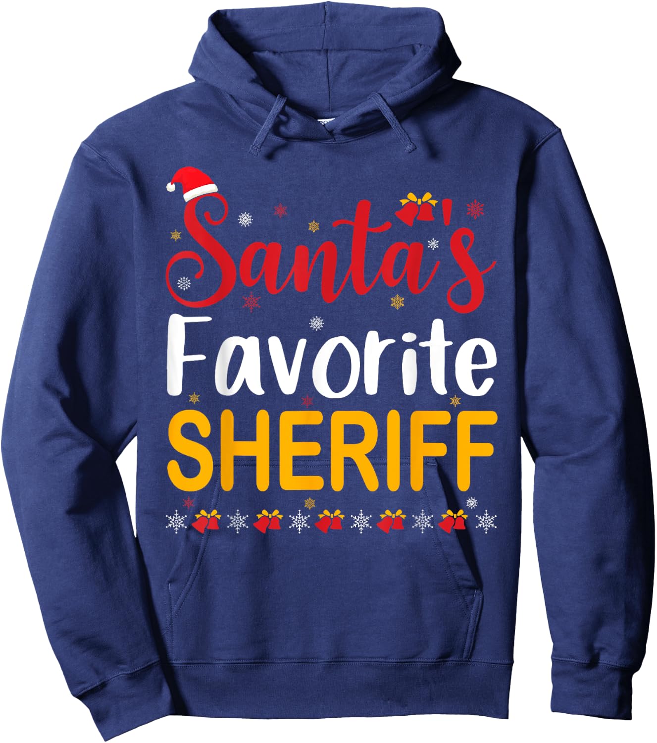 Santa's Favorite Sheriff Matching Family Pajama Christmas Hoodie - Hoodie | Navy