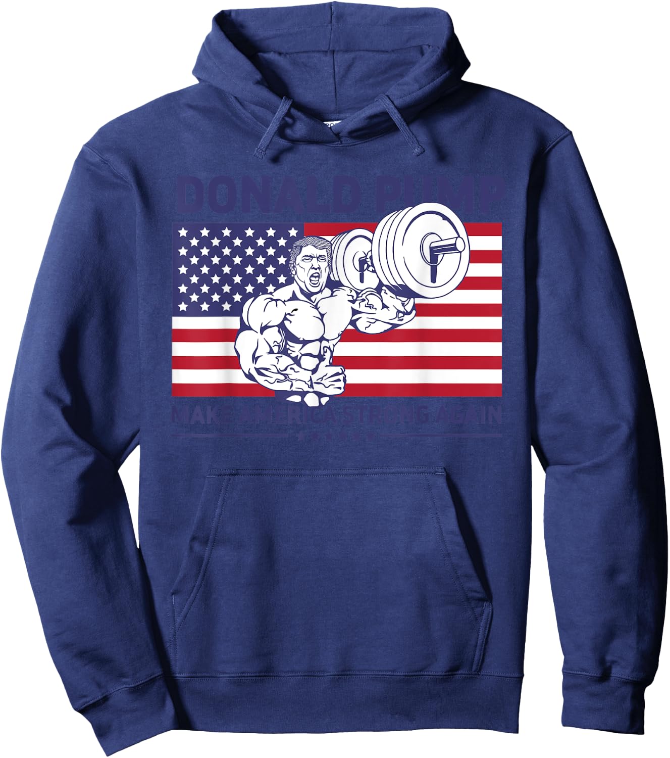 Donald Pump - Donald Trump Weight Lifting Gym Workout Shirt Hoodie - Hoodie | Navy