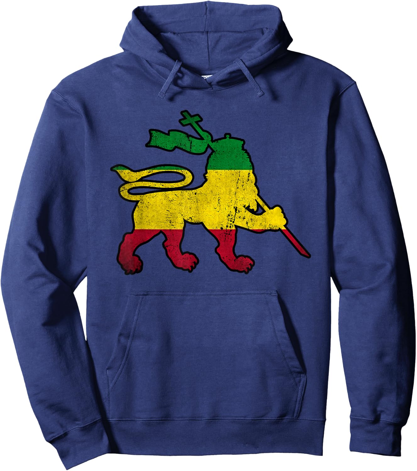 Lion Of Judah Rasta Reggae Jamaican Retro Vintage Hoodie - Hoodie | Navy