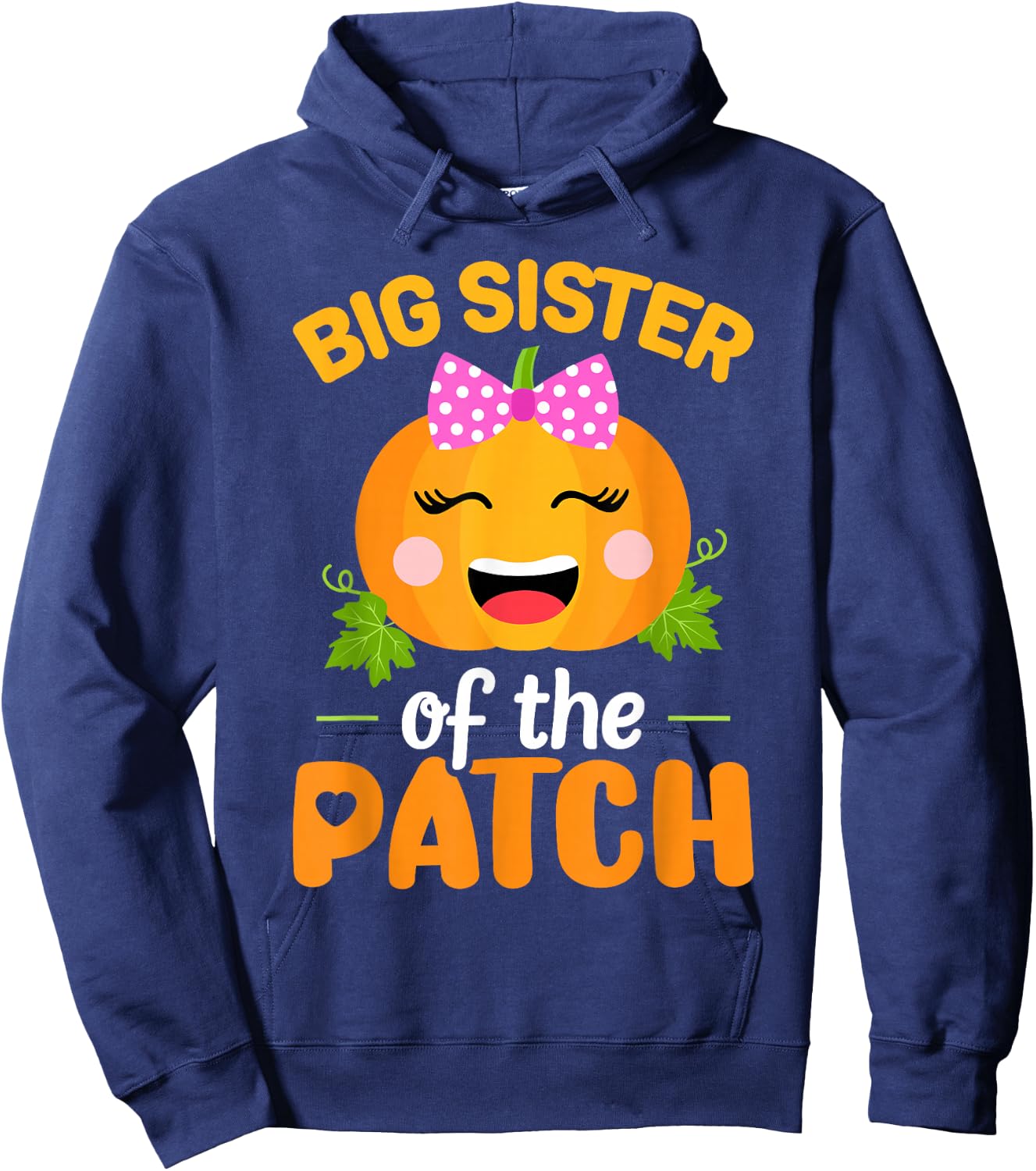 Big Sister of The Patch Pumpkin Halloween Family Matching Hoodie - Hoodie | Navy