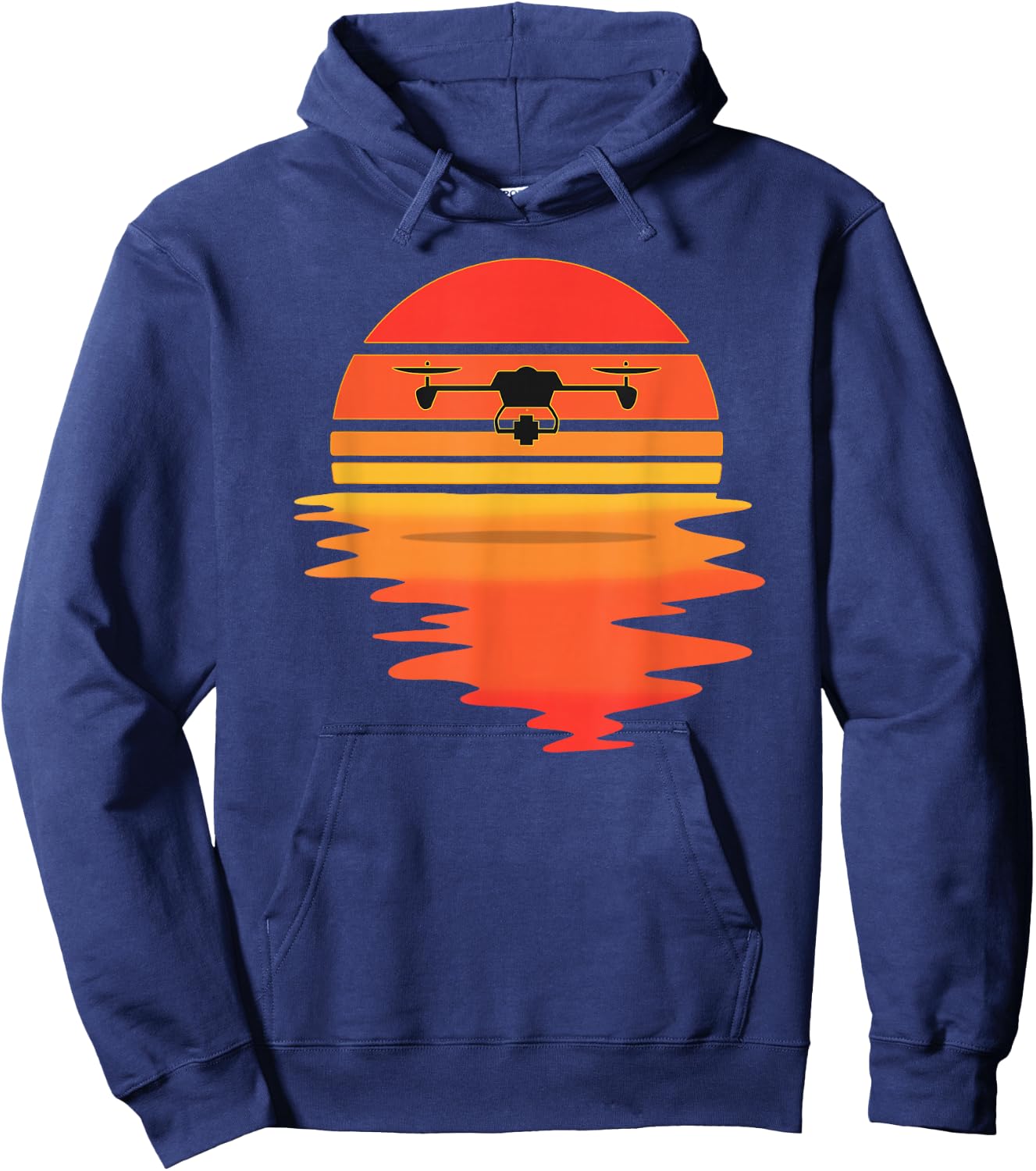 Retro Drone Pilot - Vintage Sunset Aviator Flying Quadcopter Hoodie - Hoodie | Navy