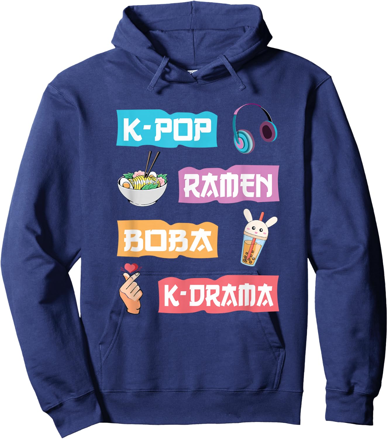 K-Pop Ramen Boba K-Drama - Cute Anime Ramen Small Hoodie - Hoodie | Navy