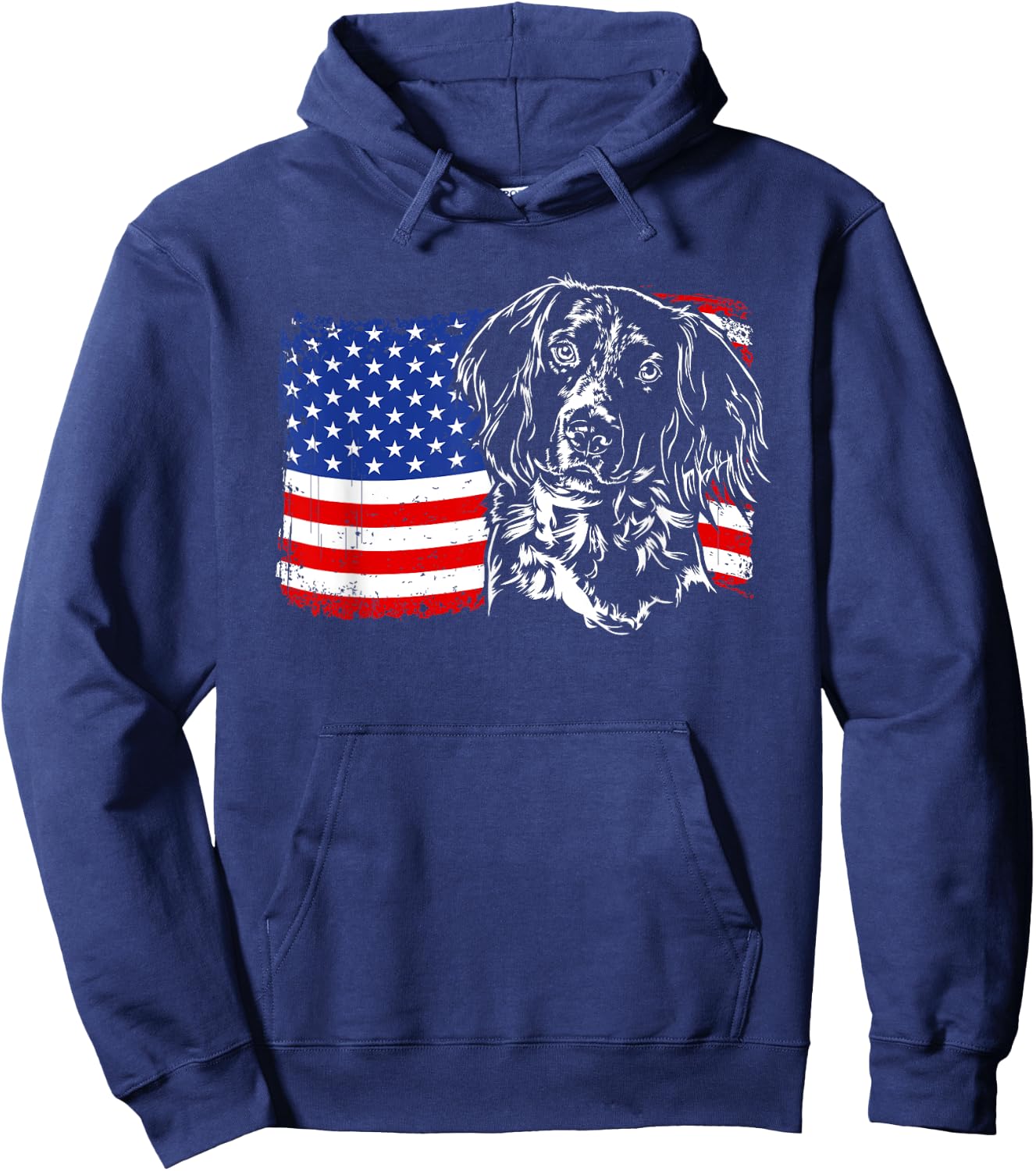 Proud Small Munsterlander American Flag patriotic dog gift Kids Men Hoodie - Hoodie | Navy
