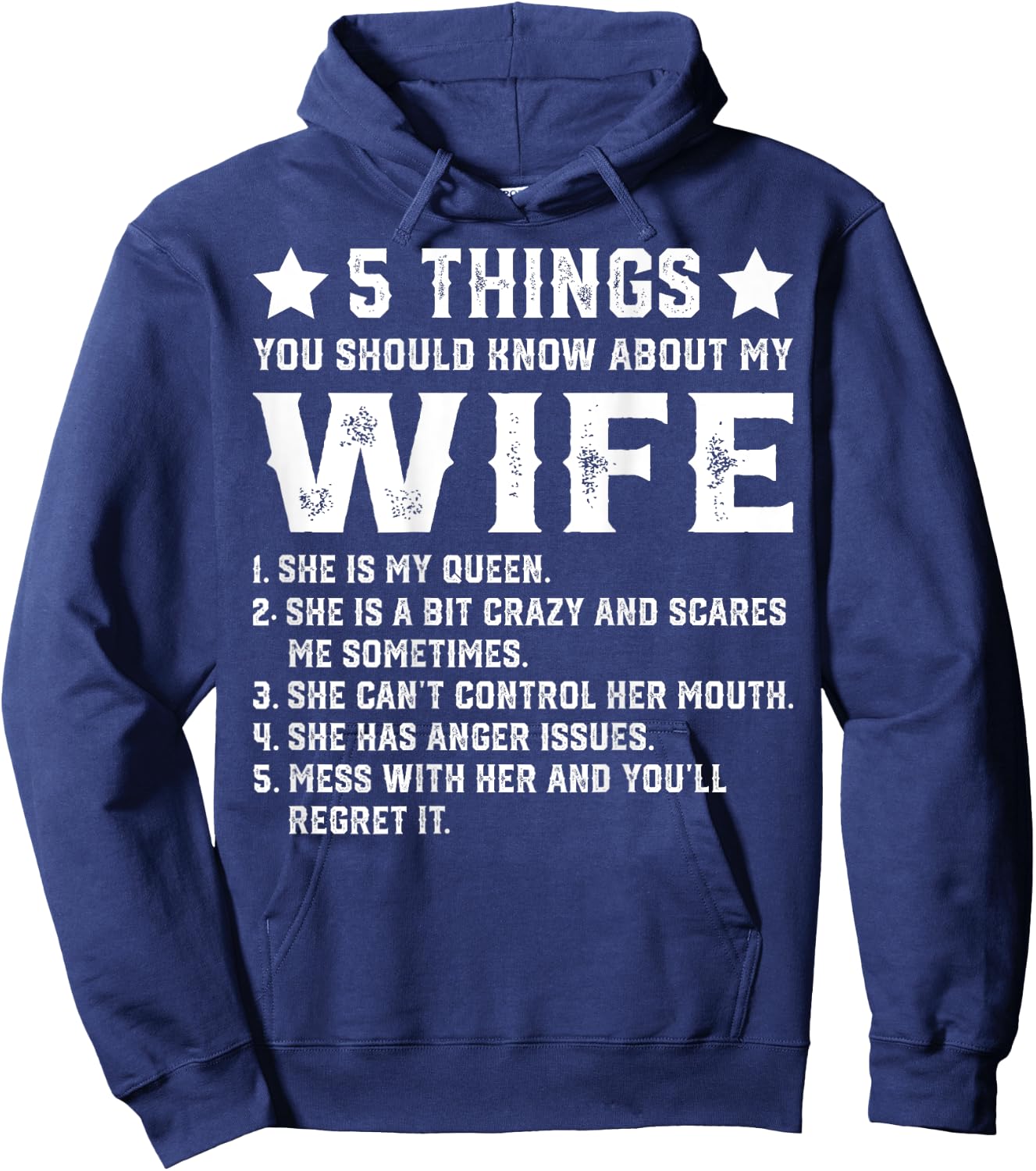 5 Things You Should Know About My Wife (On Back) Husband Hoodie - Hoodie | Navy