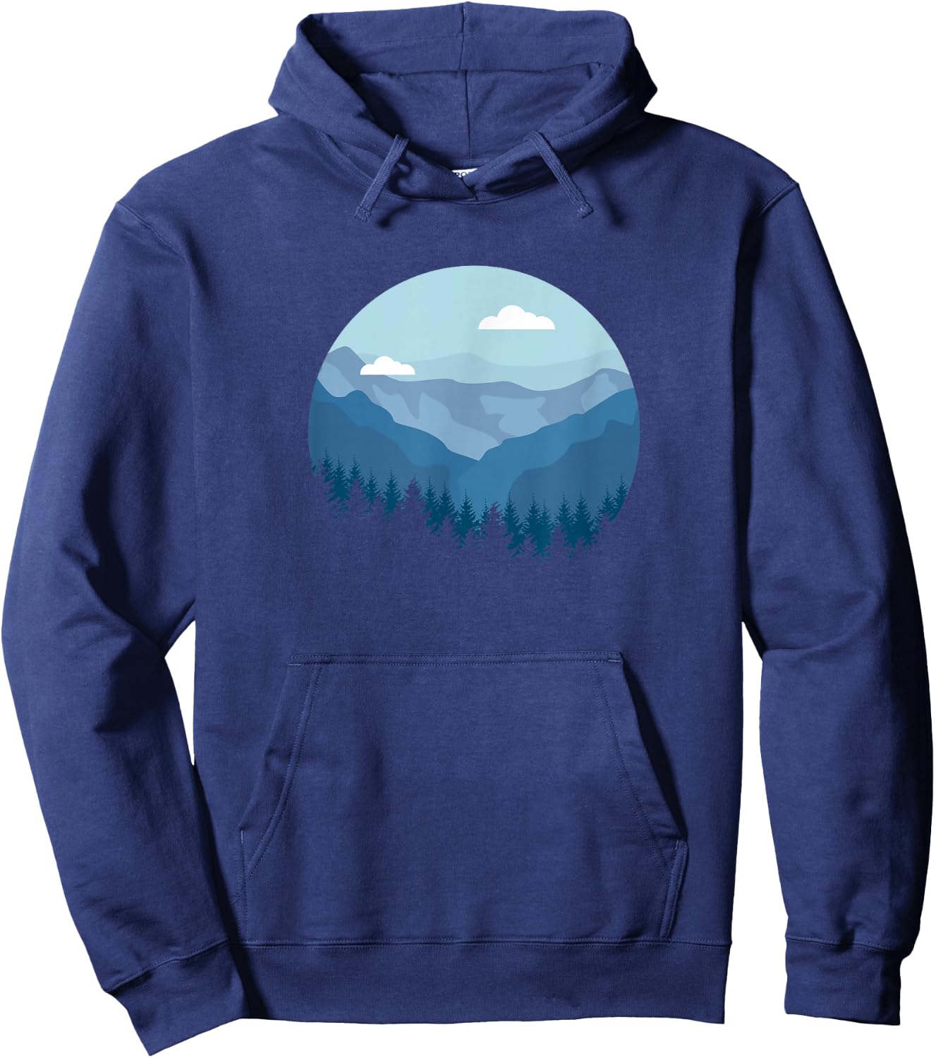 Blue Mountain and Forest Scene Silhouette Hoodie - Hoodie | Navy