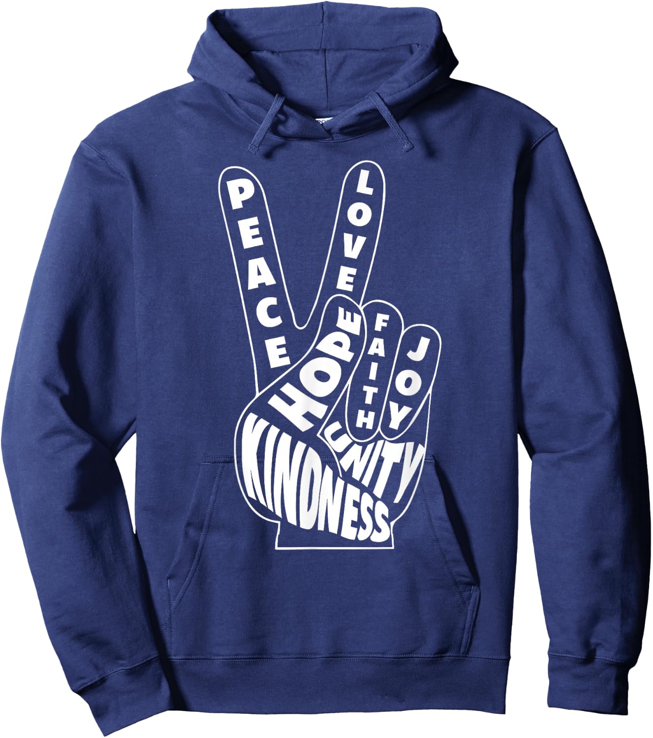 World Peace Shirt Love Hand Sign Goodness Unity 60s Retro Hoodie - Hoodie | Navy
