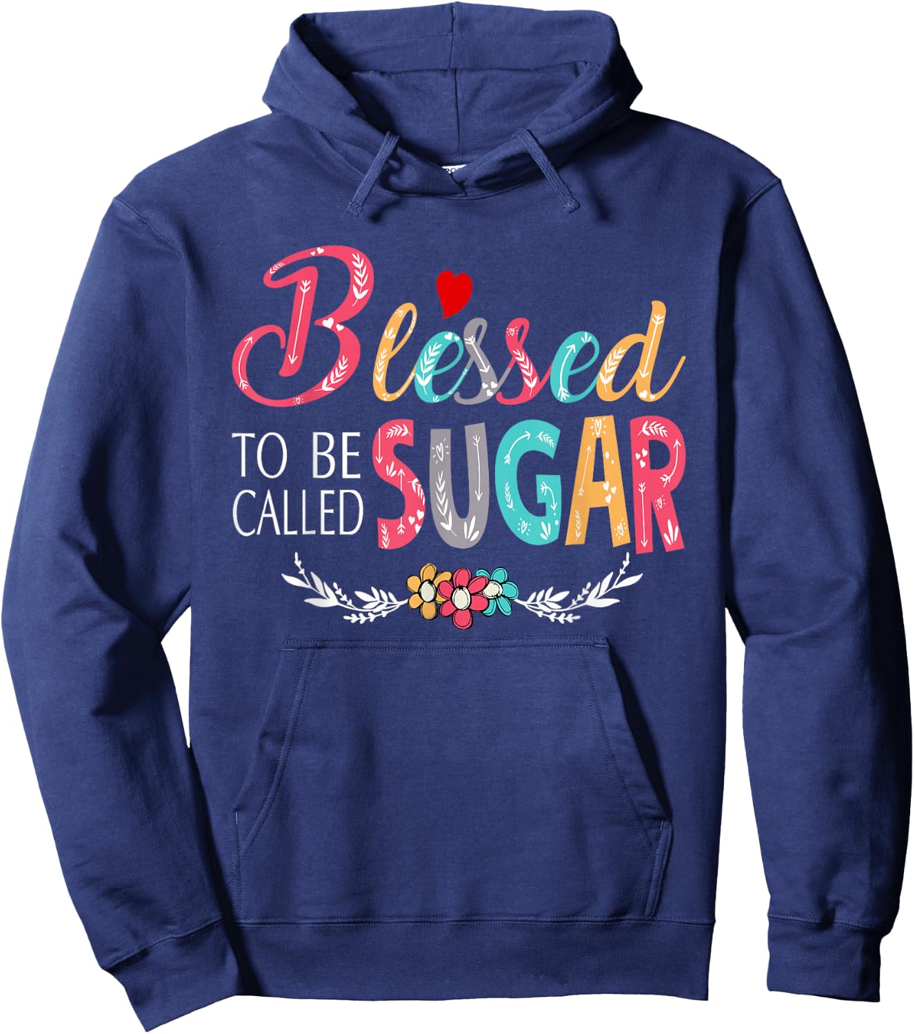 Grandma - Blessed to be called Sugar Colorful art Hoodie - Hoodie | Navy