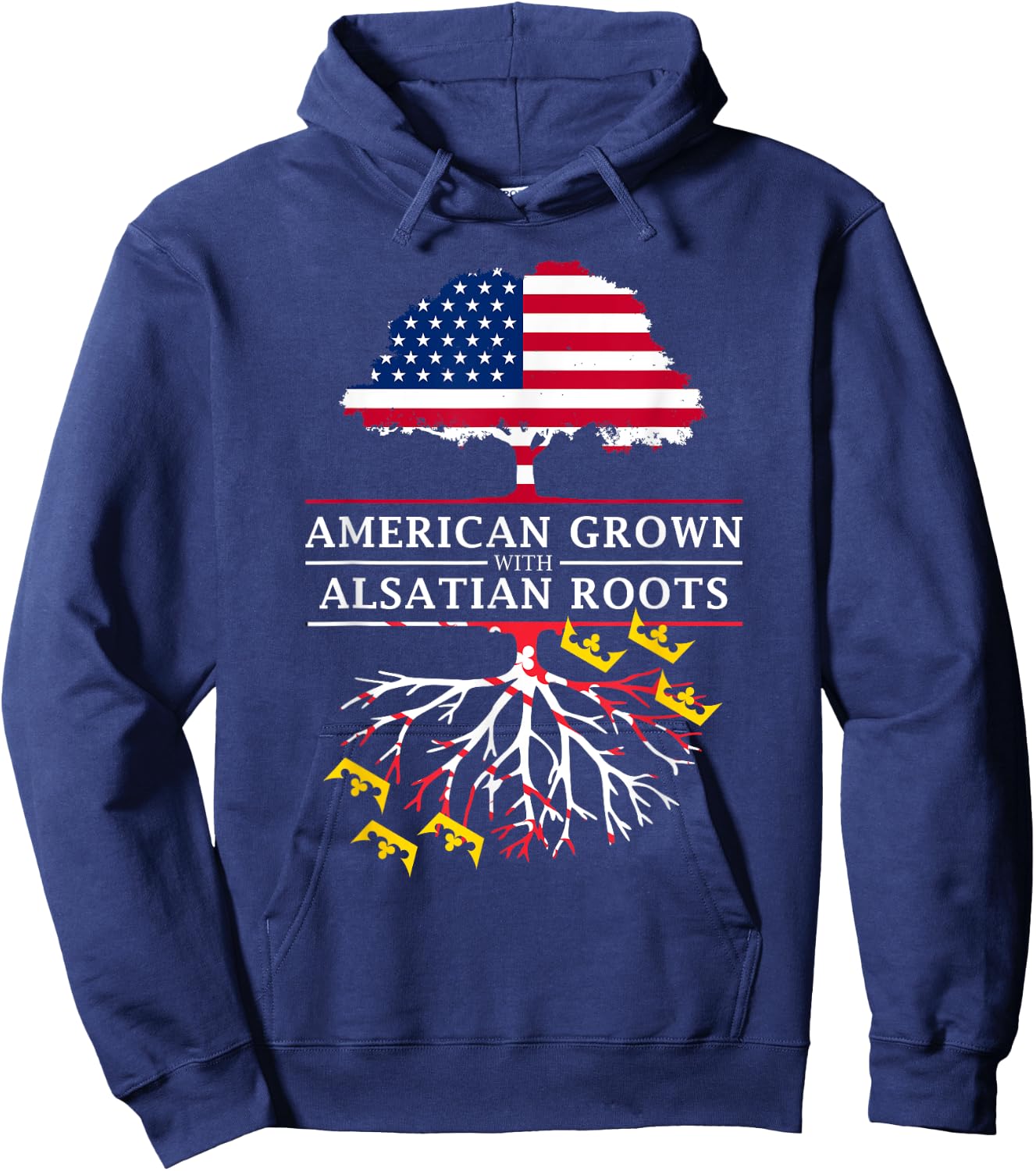 American Grown with Alsatian Roots - Alsace France Hoodie - Hoodie | Navy