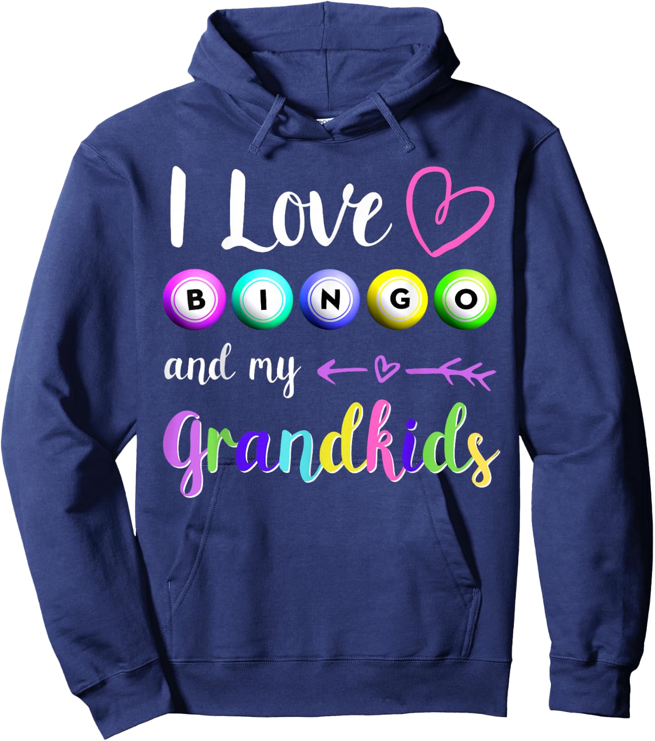 Bingo Shirt, I love Bingo, Gift Grandma, Mommom, Nana Hoodie - Hoodie | Navy