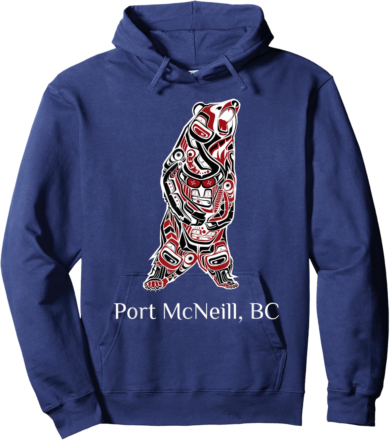 Port McNeill British Columbia Native Brown Grizzly Bear Hoodie - Hoodie | Navy