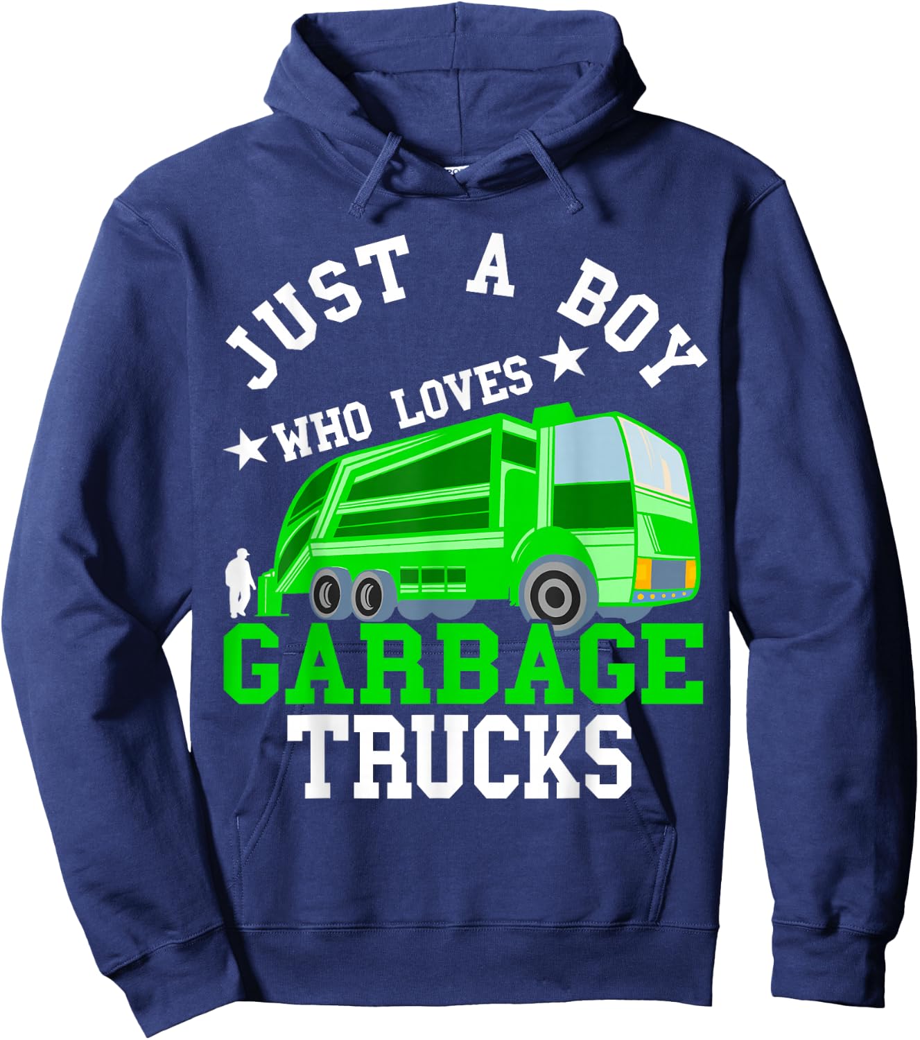 Rubbish Vehicle Boys Garbage Truck Rubbish Car Road Cleaner Hoodie - Hoodie | Navy