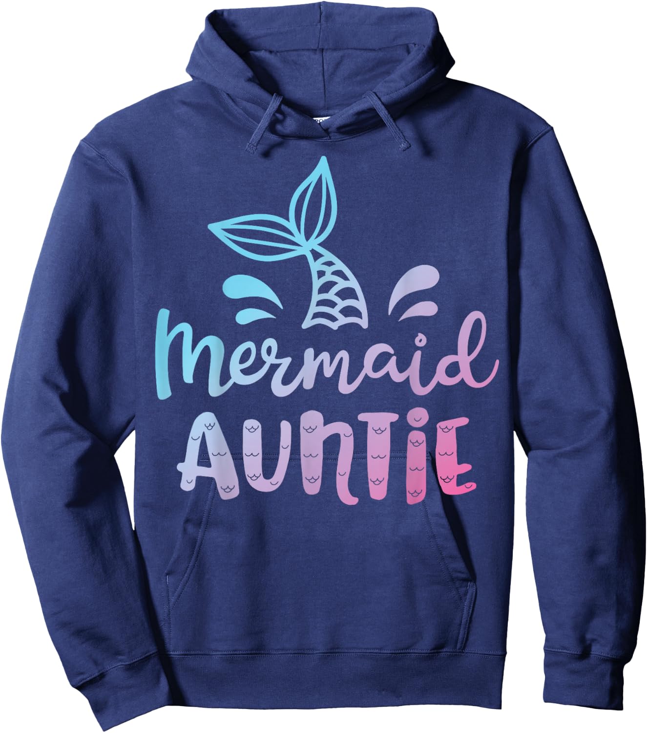Mermaid Auntie Funny Aunt Women Family Matching Birthday Hoodie - Hoodie | Navy