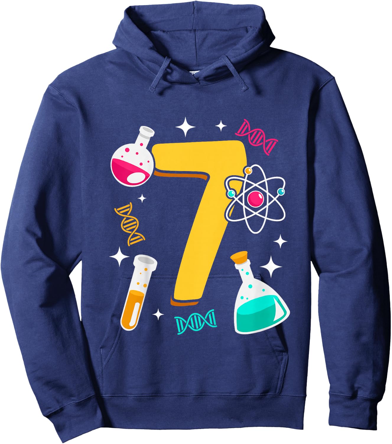 7th Birthday Science Themend Nerd Test Tube Scientist Hoodie - Hoodie | Navy