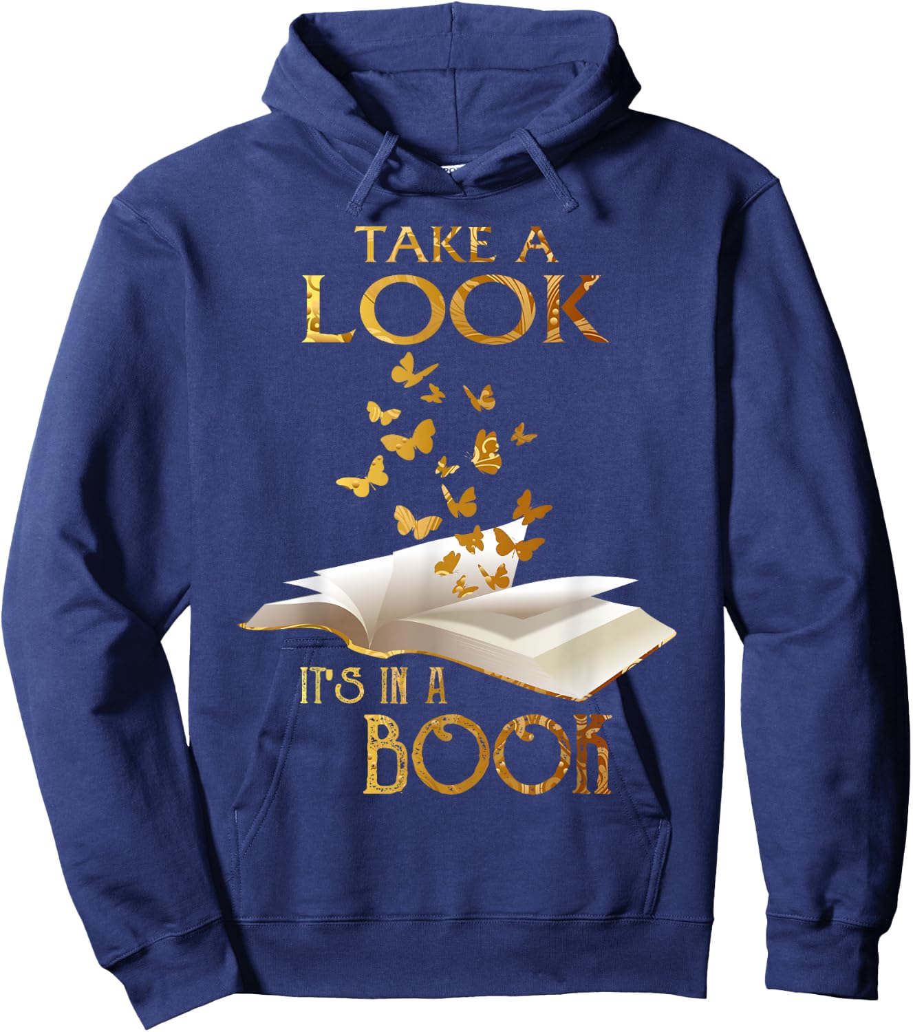 Reading Take A Look It's In A Book Butterflies Books Reader Hoodie - Hoodie | Navy