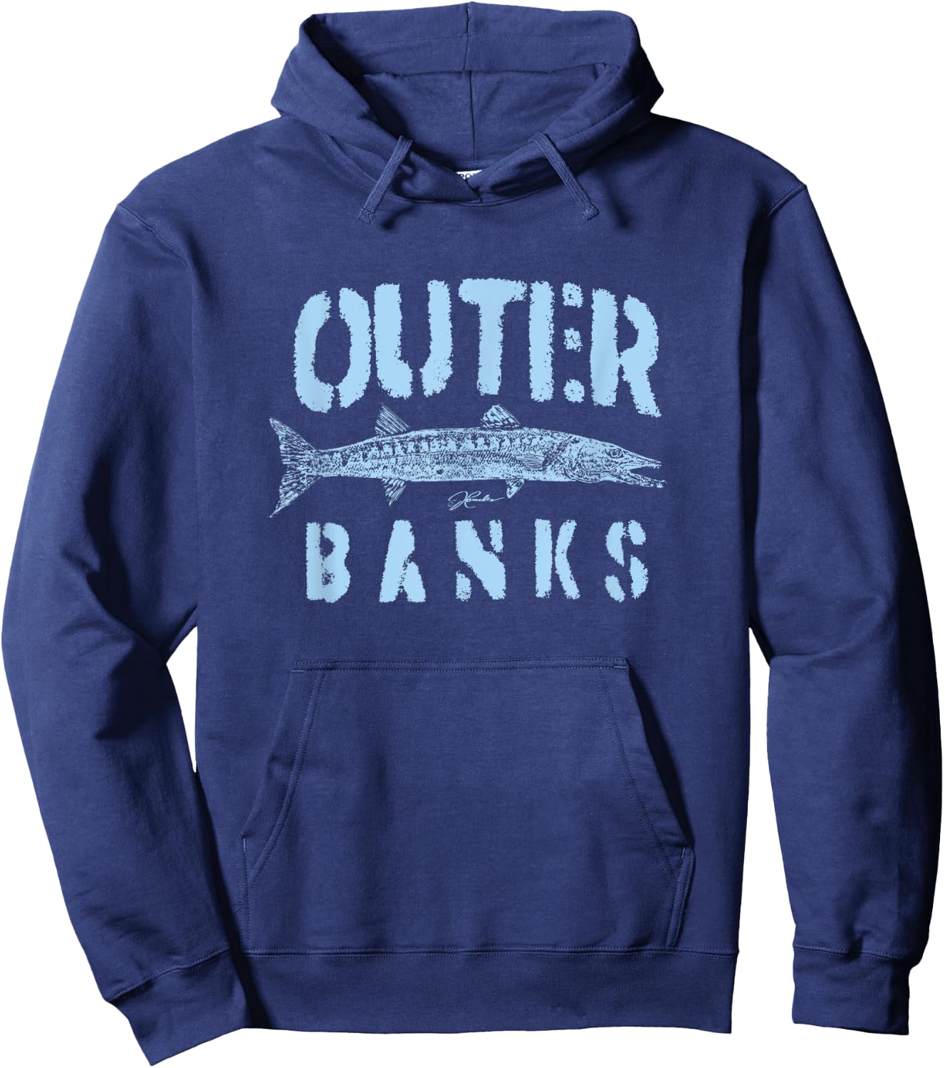 JCombs: Outer Banks, NC, Barracuda (Distressed) Hoodie - Hoodie | Navy