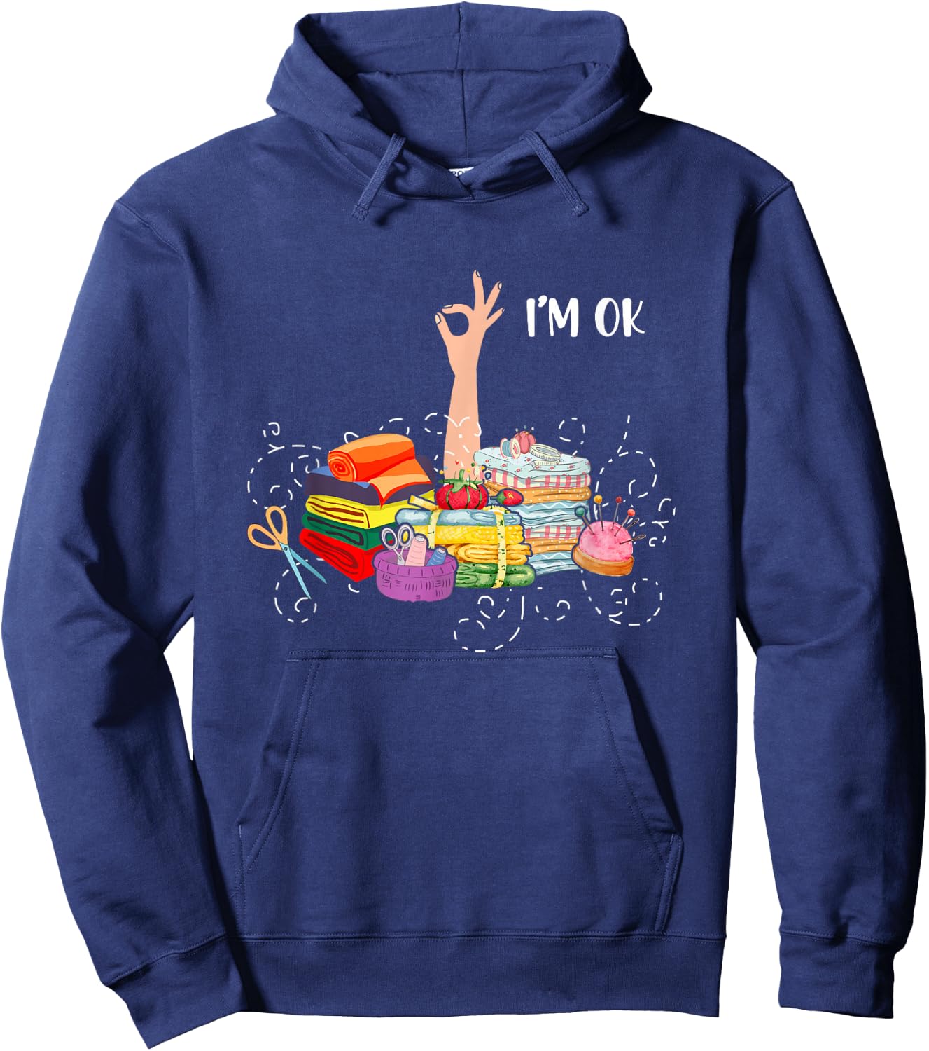 I'm ok fabric quilting Hoodie - Hoodie | Navy