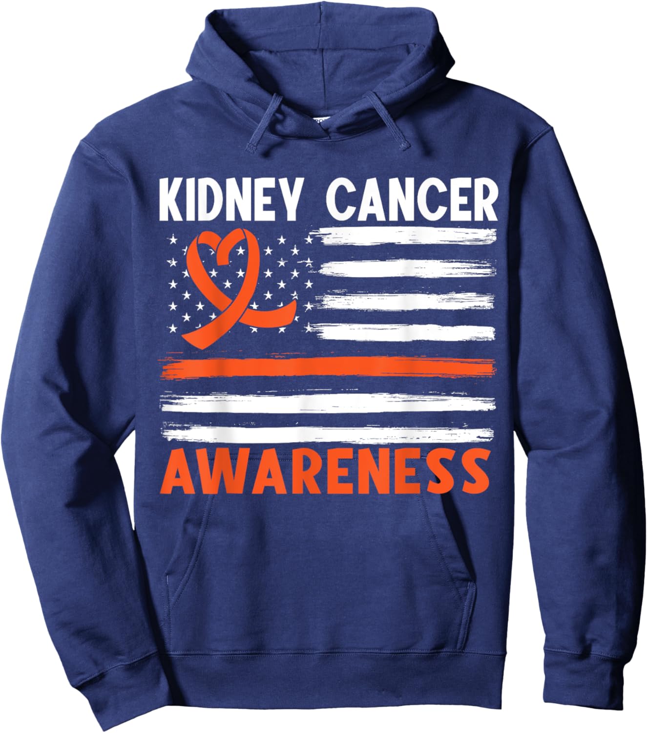 American Flag Kidney Cancer Awareness Hoodie - Hoodie | Navy