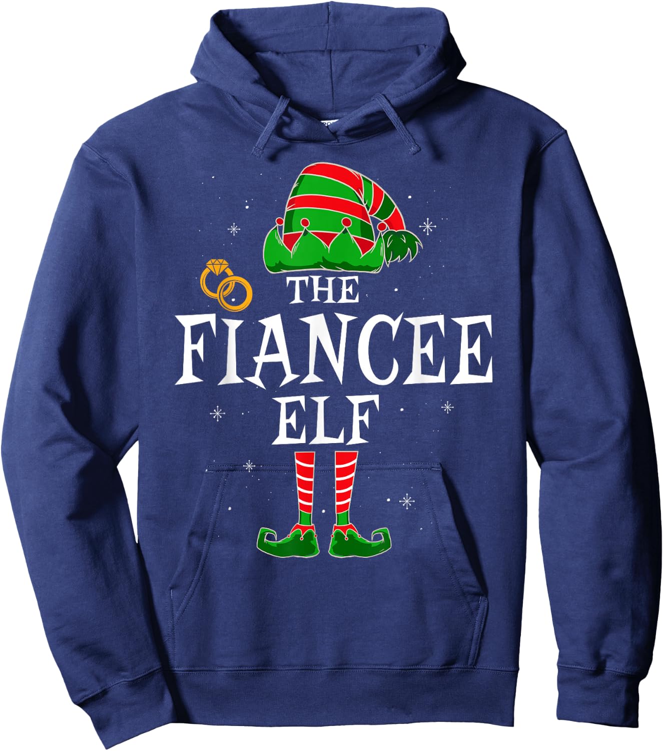 The Fiancee Elf Family Matching Fiance Christmas Hoodie - Hoodie | Navy