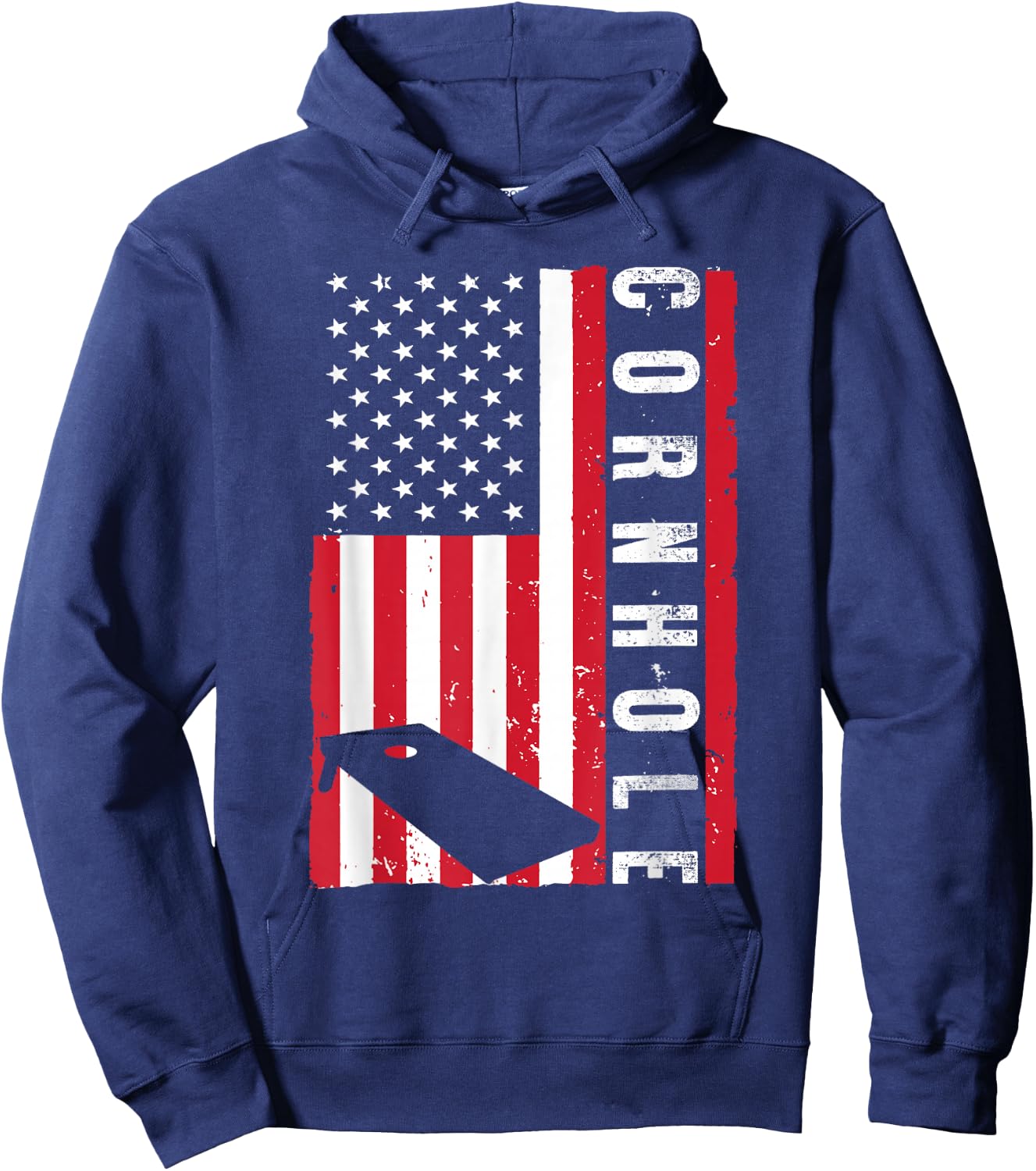 Cool Cornhole Art Men Women American Flag Corn Hole Player Hoodie - Hoodie | Navy