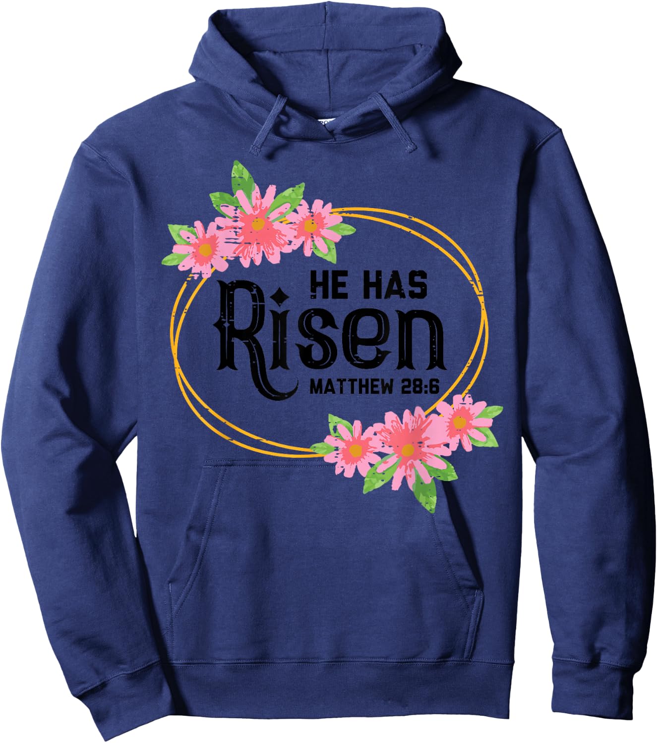 He Has Risen Matthew 28:6 Easter Jesus Resurrection Bible Hoodie - Hoodie | Navy