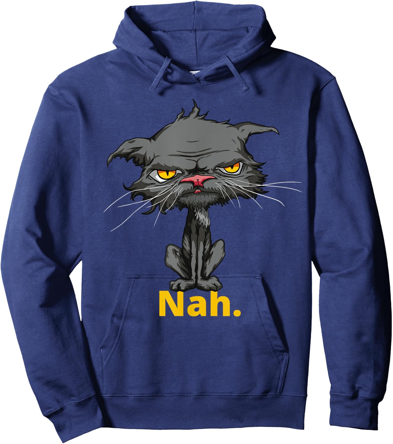 Cat Nah Funny Bored Cat Yellow Eyes Cat Lovers Kitten Women Girls Kids Hoodie - Hoodie | Navy