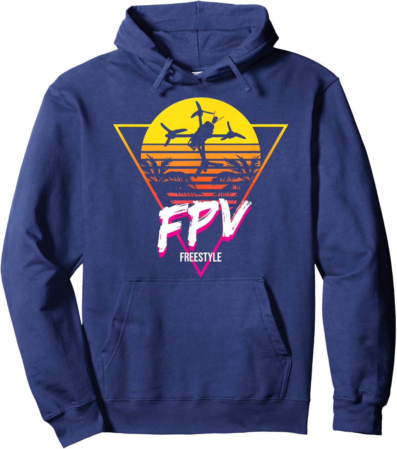 Retro Freestyle FPV Racing Drone Pilot Acro Quadcopter Hoodie - Hoodie | Navy