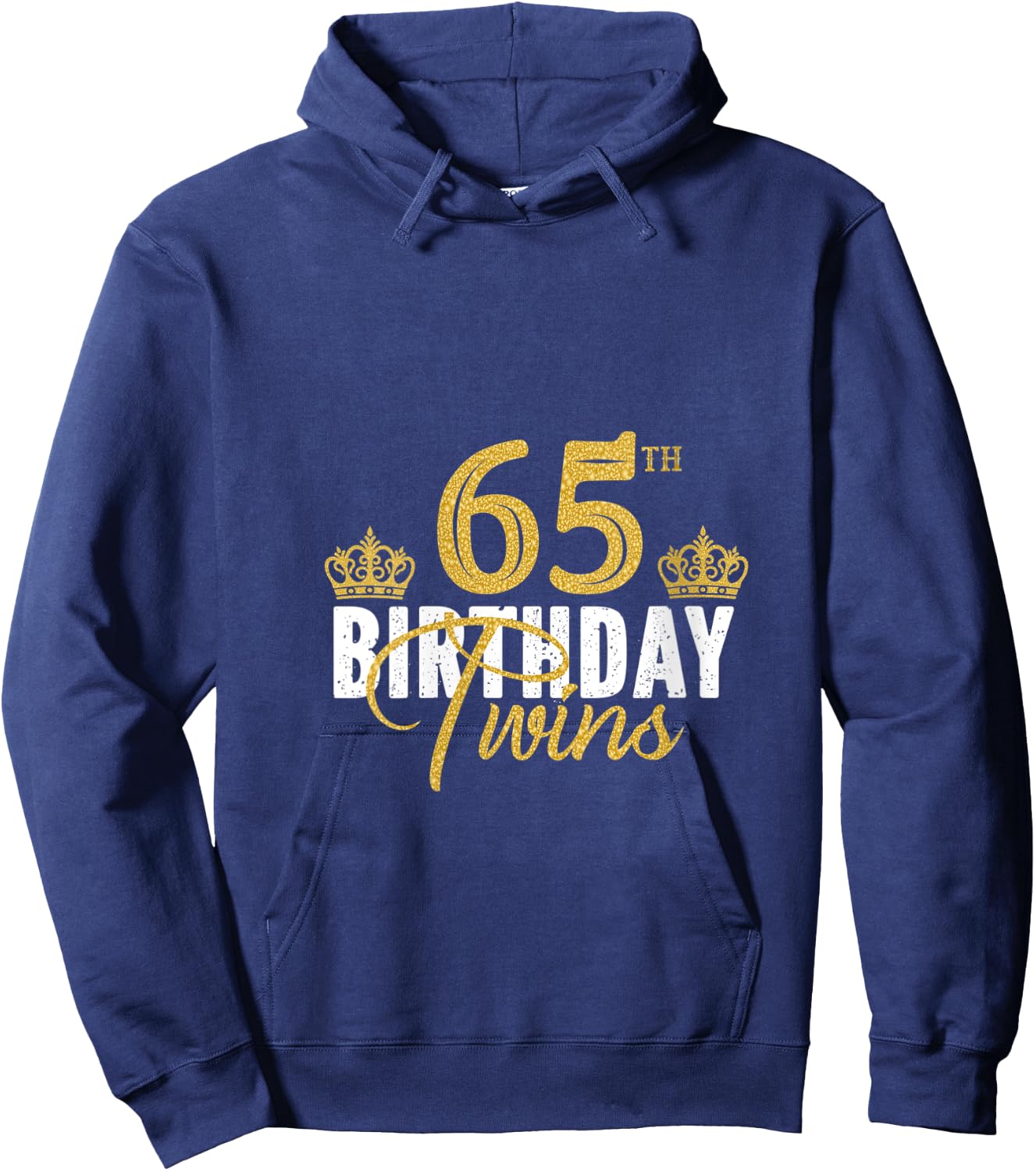 65th Birthday Twins 65 Years Old Twin Brother And Sister V-Neck Hoodie - Hoodie | Navy
