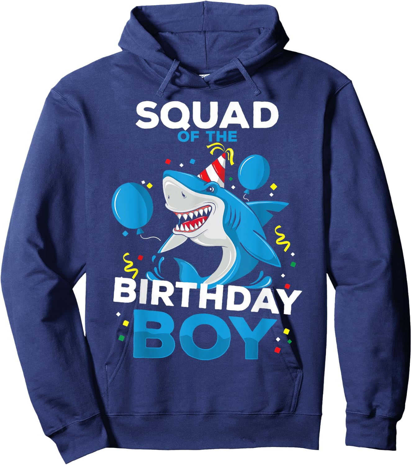 Squad of The Birthday Boy Shark Ocean Theme Matching Family Hoodie - Hoodie | Navy