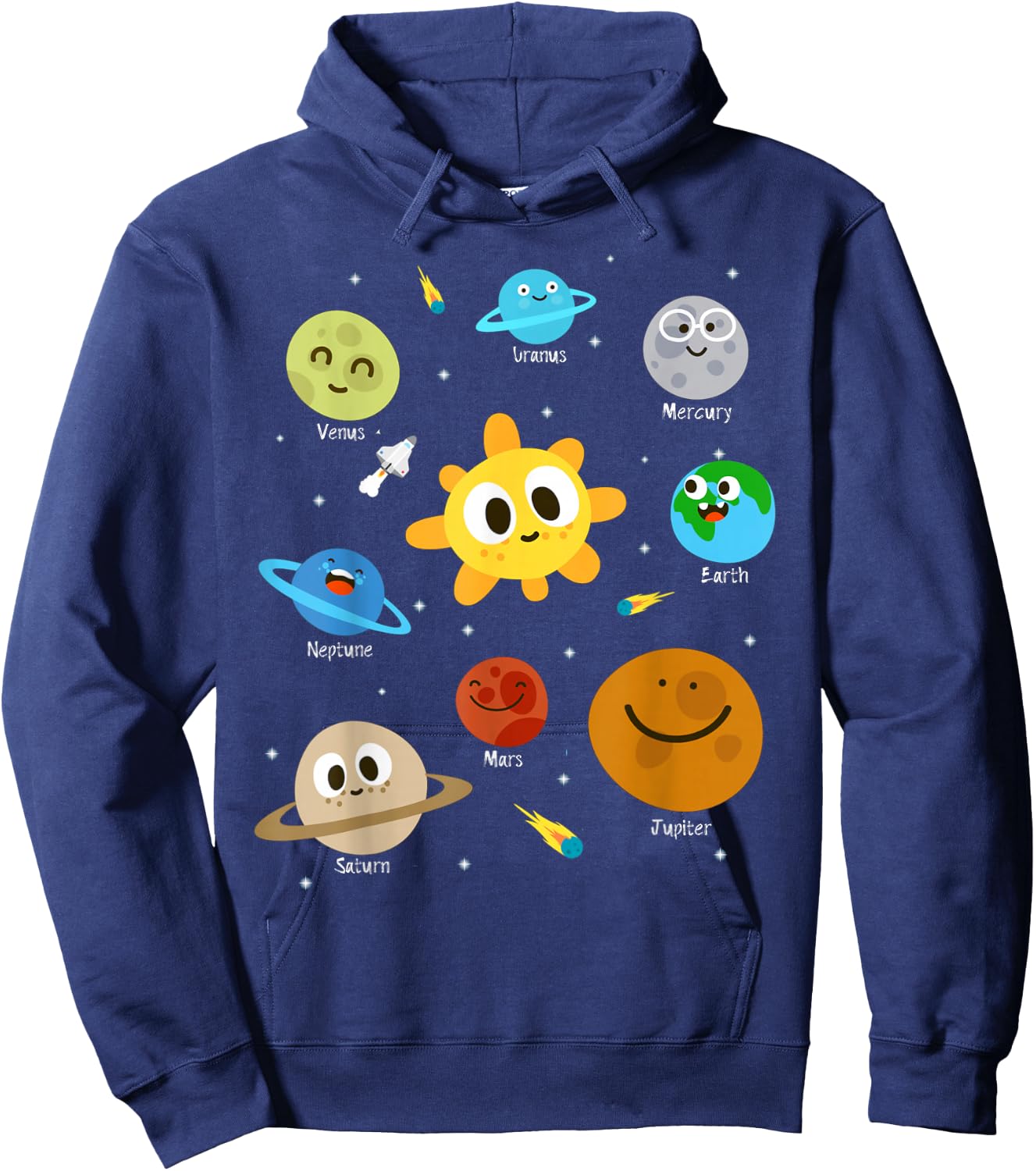Planets of the Solar System - Cute Space Lovers Hoodie - Hoodie | Navy