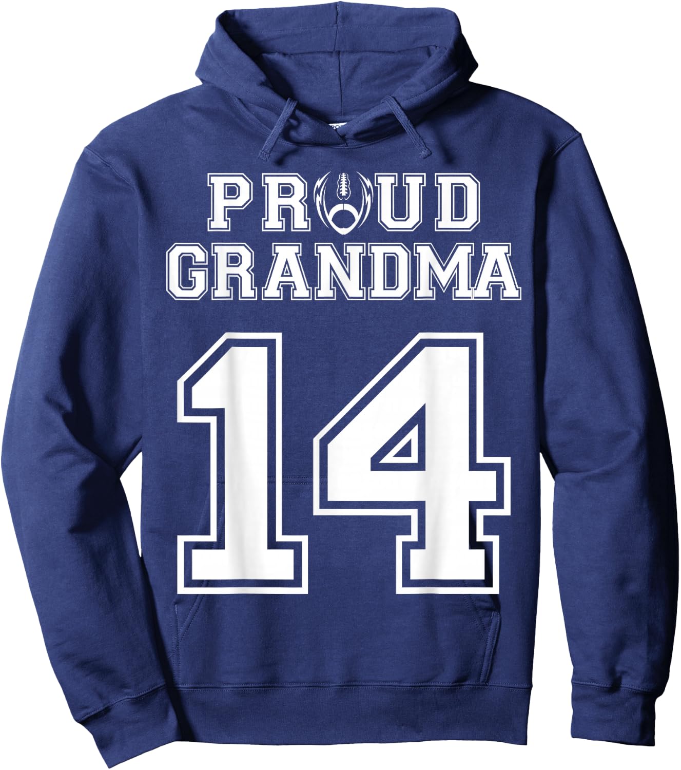 Custom Proud Football Grandma Number 14 Personalized Women Hoodie - Hoodie | Navy