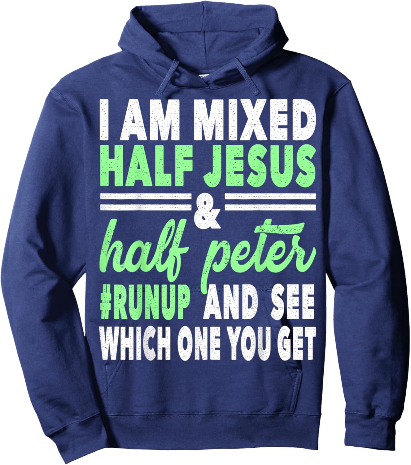 Mixed Half Jesus and Half Peter Gift a Christians Hoodie - Hoodie | Navy