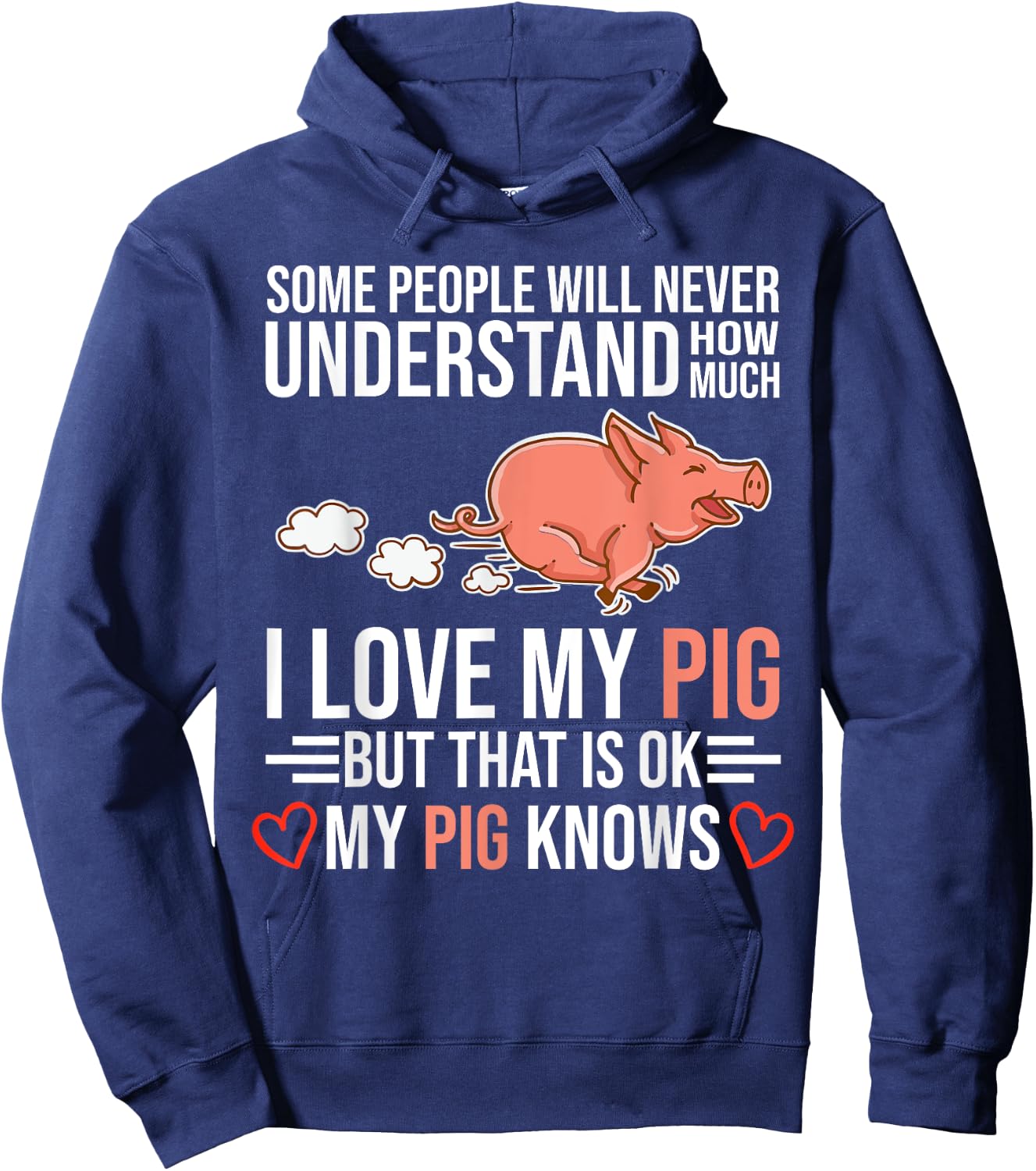 I Love My Pig Pigs Are My Spirit Animals Domestic Pig Hoodie - Hoodie | Navy