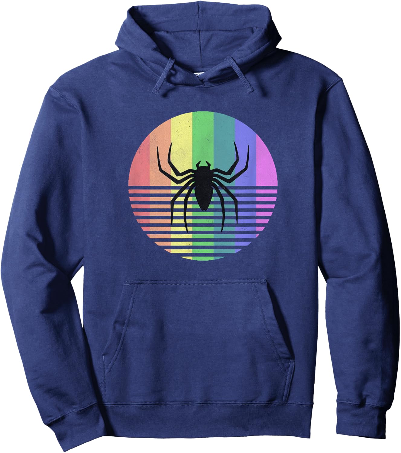 Retro Spider Gay Pride Rainbow Flag Vintage Gift Distressed Hoodie - Hoodie | Navy