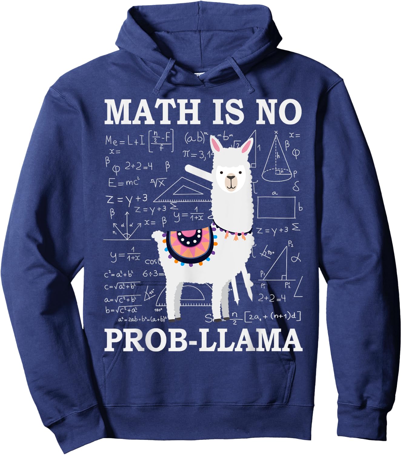 Math Is No Prob-Llama Teacher Alpaca Lover Women Girls Kids Hoodie - Hoodie | Navy