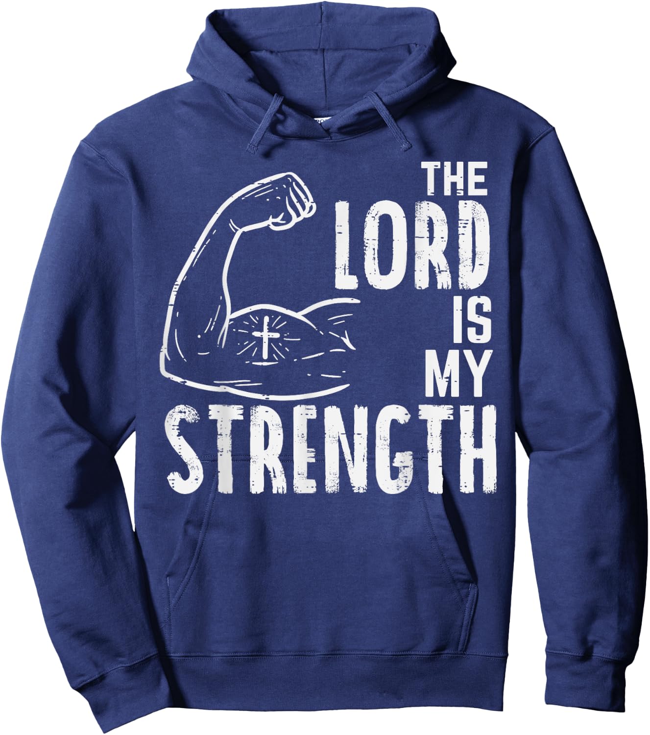 The Lord Is My Strength Arm Gym Workout Christian Men Women Hoodie - Hoodie | Navy