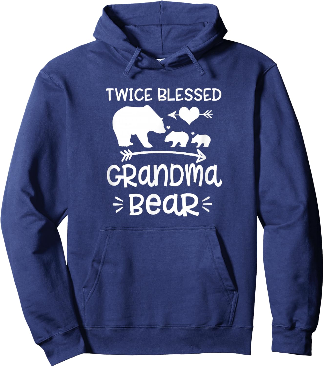 Twice Blessed Grandma Bear Shirt Grandmas With Two Grandkids Hoodie - Hoodie | Navy