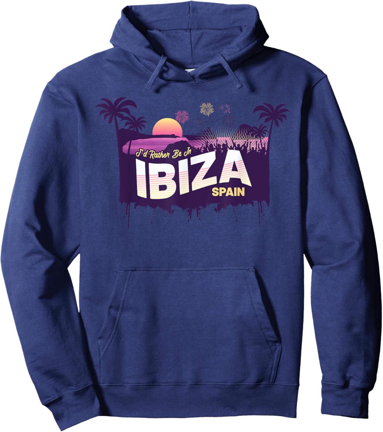 I'd Rather Be in Ibiza Vintage Spain Souvenir Hoodie - Hoodie | Navy
