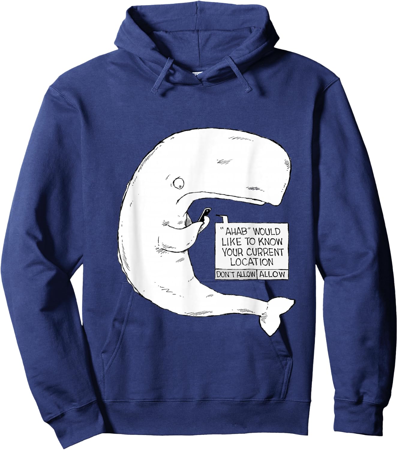 Speed Bump Funny Moby Dick Cartoon Hoodie - Hoodie | Navy
