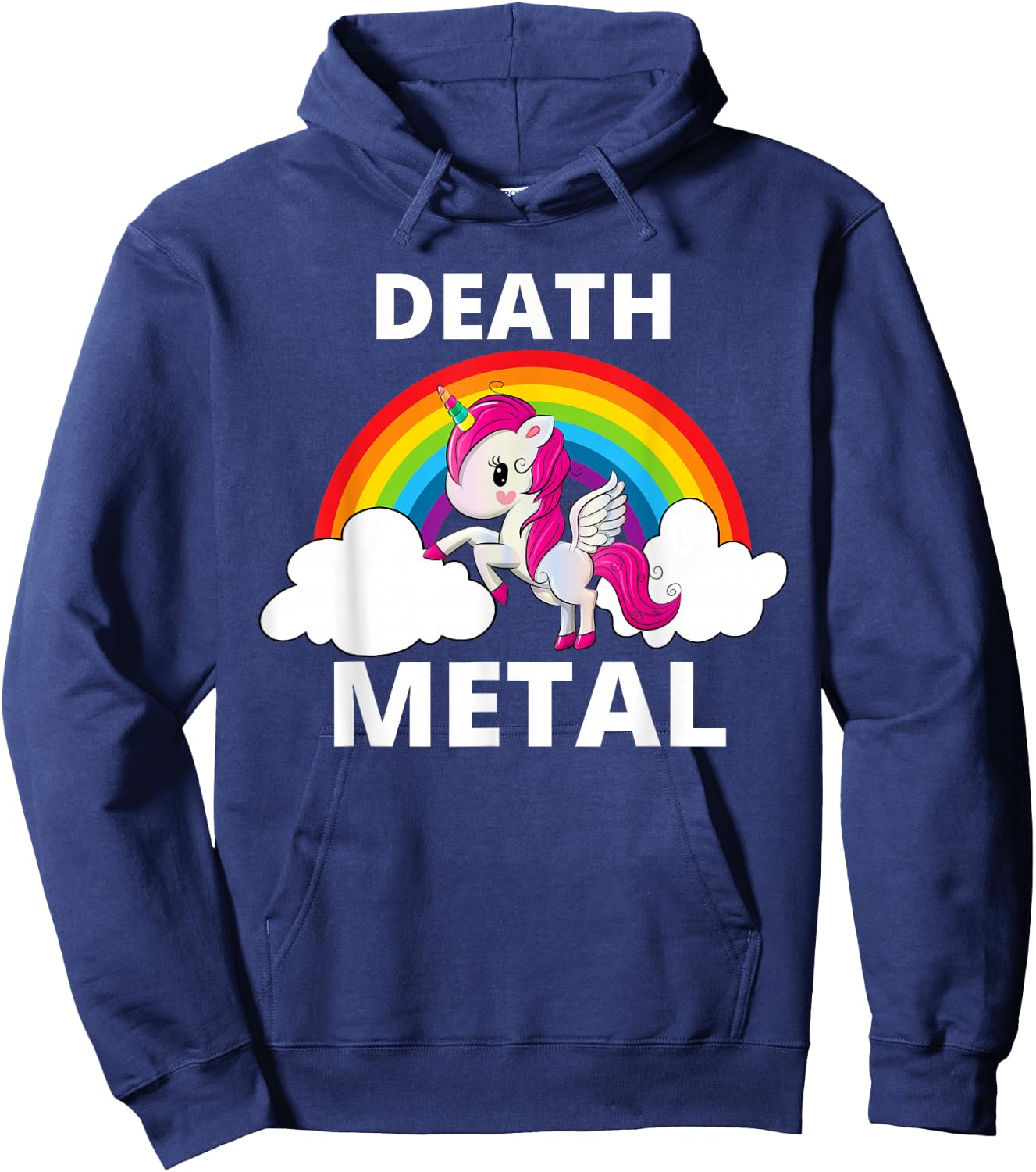 Death Metal Unicorn Rainbow Heavy Metal Hoodie - Hoodie | Navy