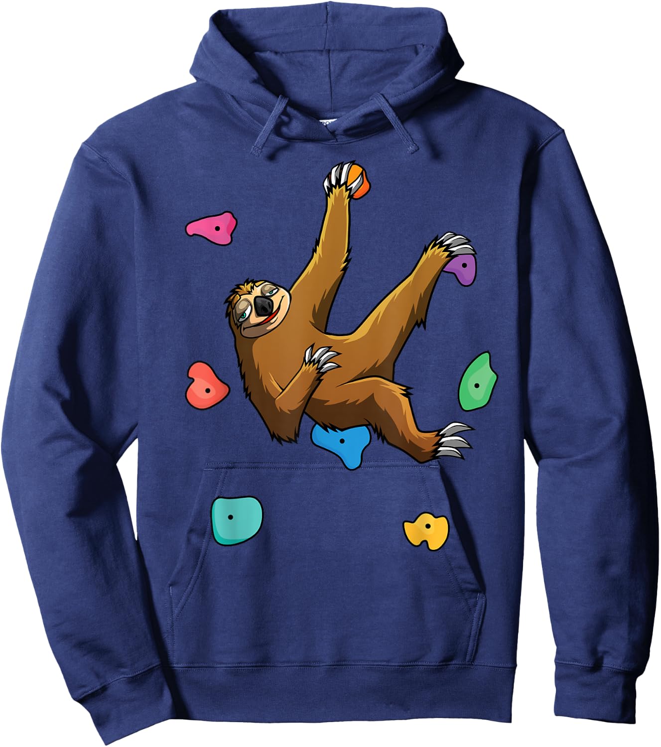 Funny Sloth Bouldering Design Men Women Kids Rock Climbers Hoodie - Hoodie | Navy