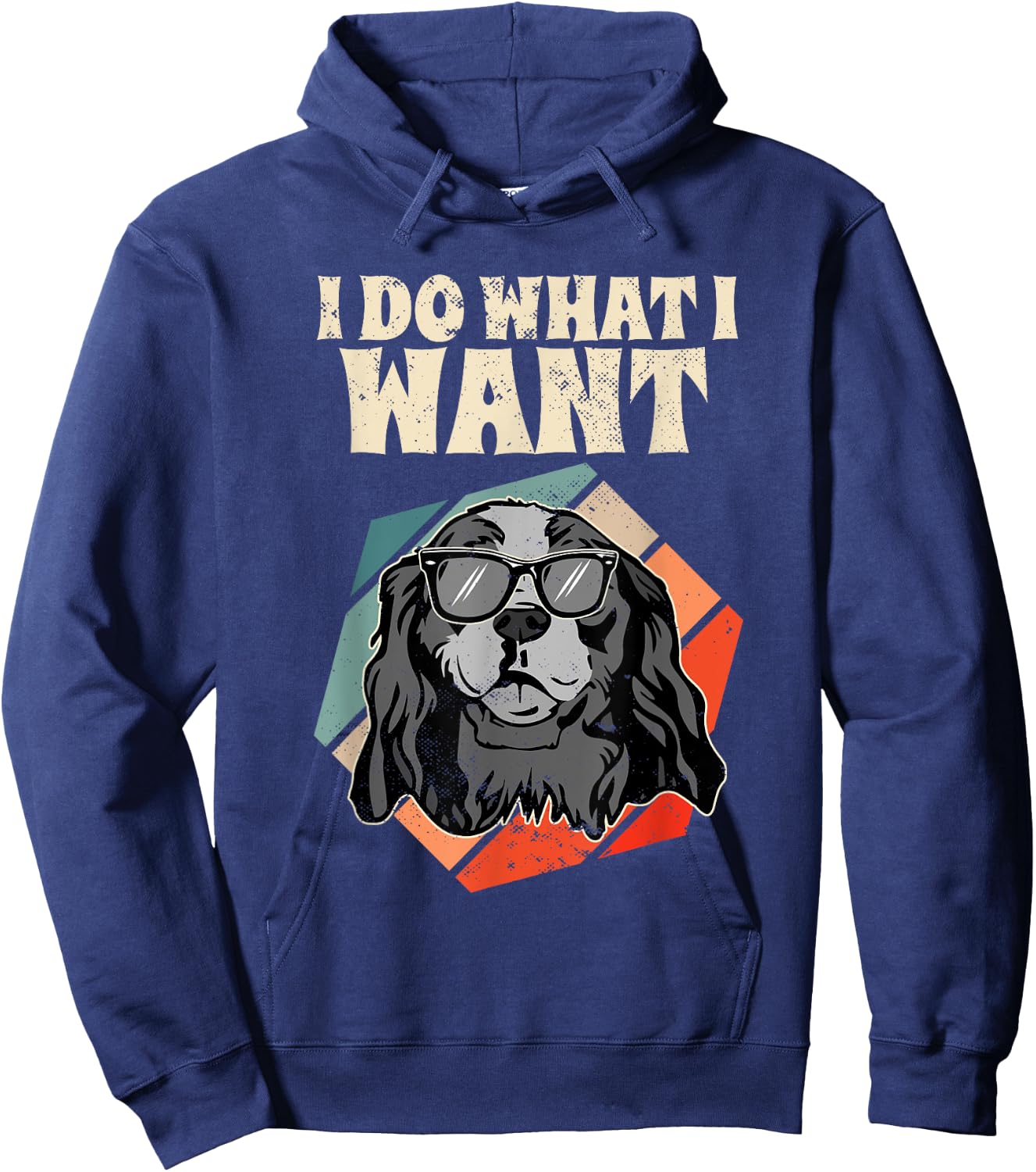 Retro I Do What I Want Cavalier King Charles Spaniel Hoodie - Hoodie | Navy