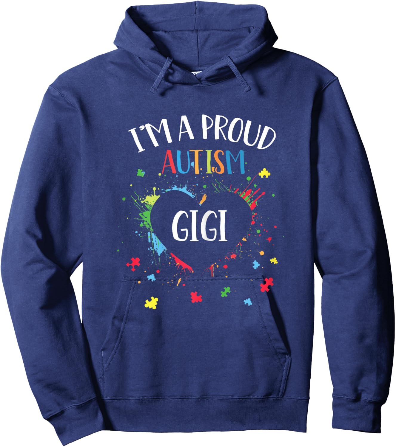 Puzzle Heart I'm A Proud Autism Gigi Autism Awareness Hoodie - Hoodie | Navy