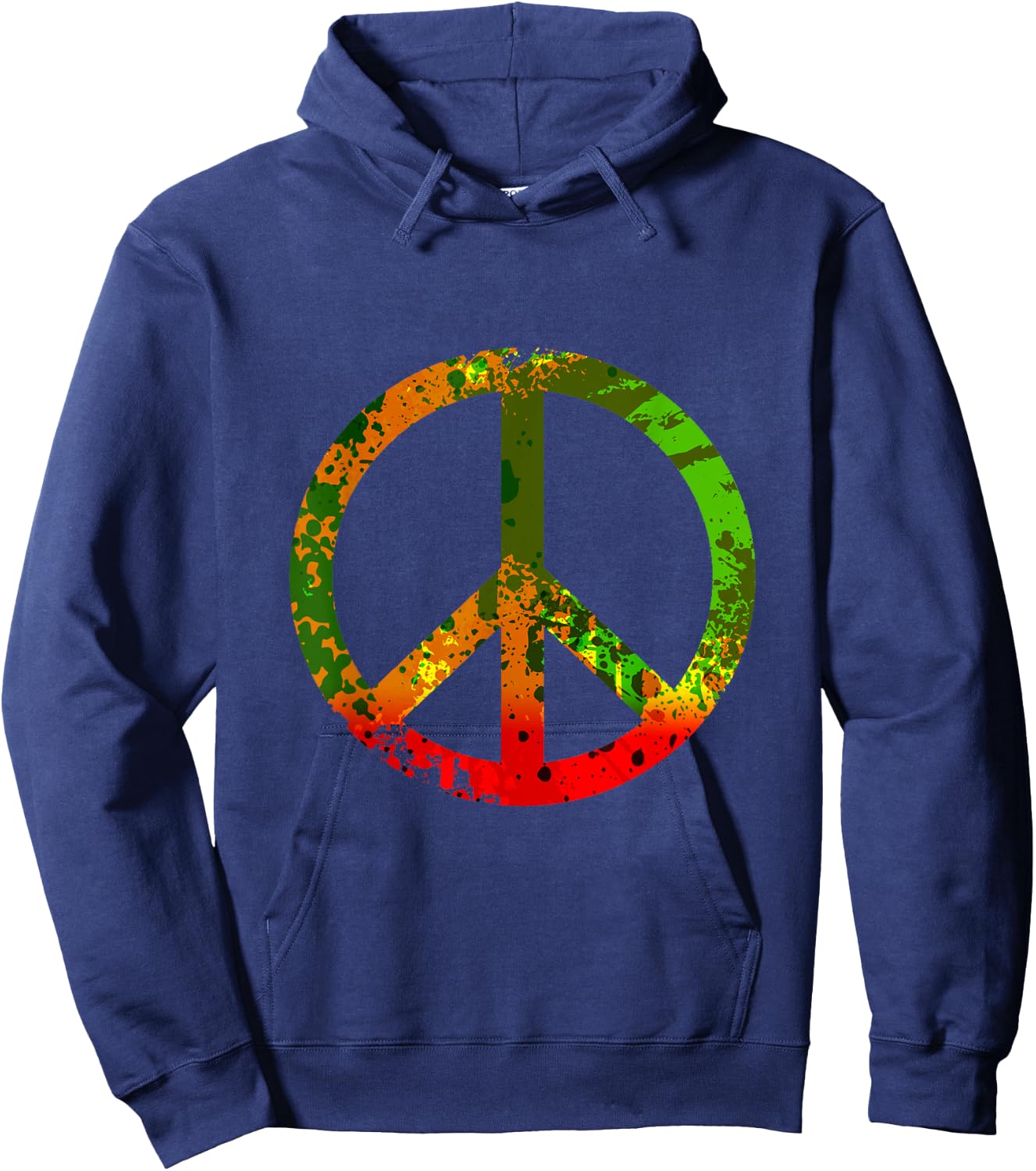 Rasta Reggae Peace Sign Splash Hippie Symbol Rastafarian Hoodie - Hoodie | Navy