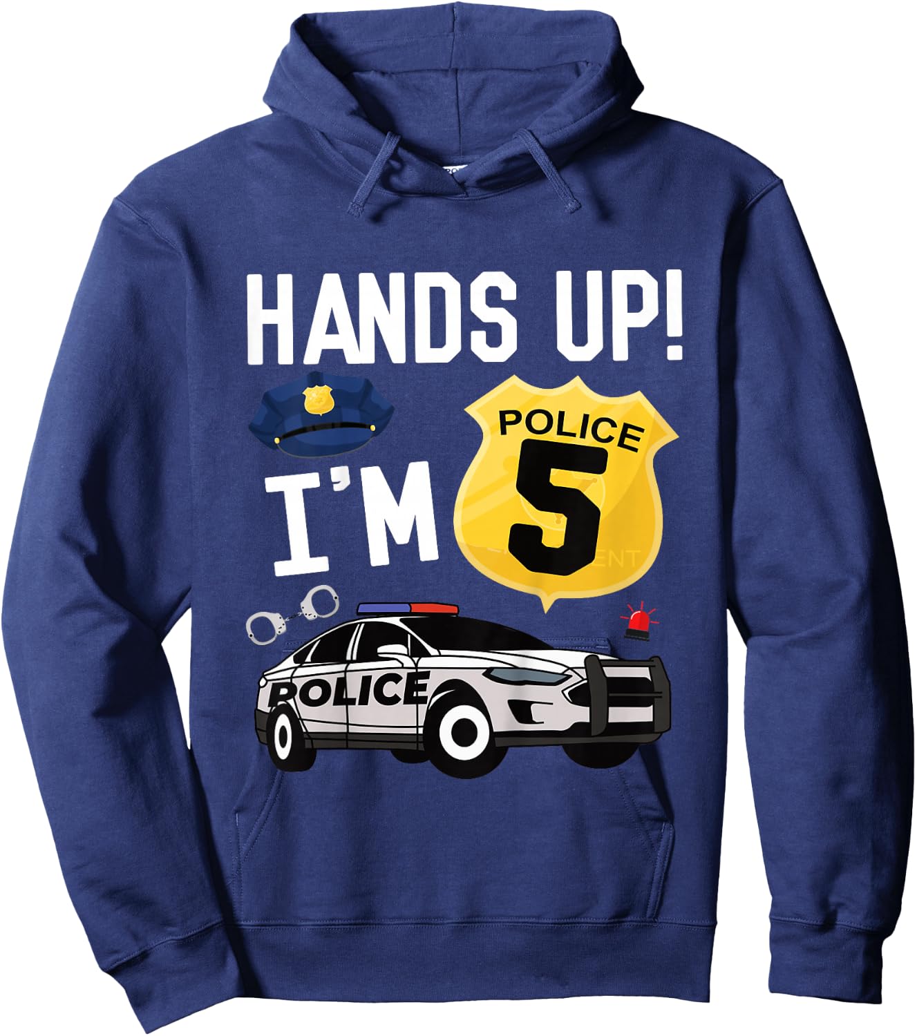 Kids 5th Birthday Policeman Boy Five Year Old Police Officer Hoodie - Hoodie | Navy