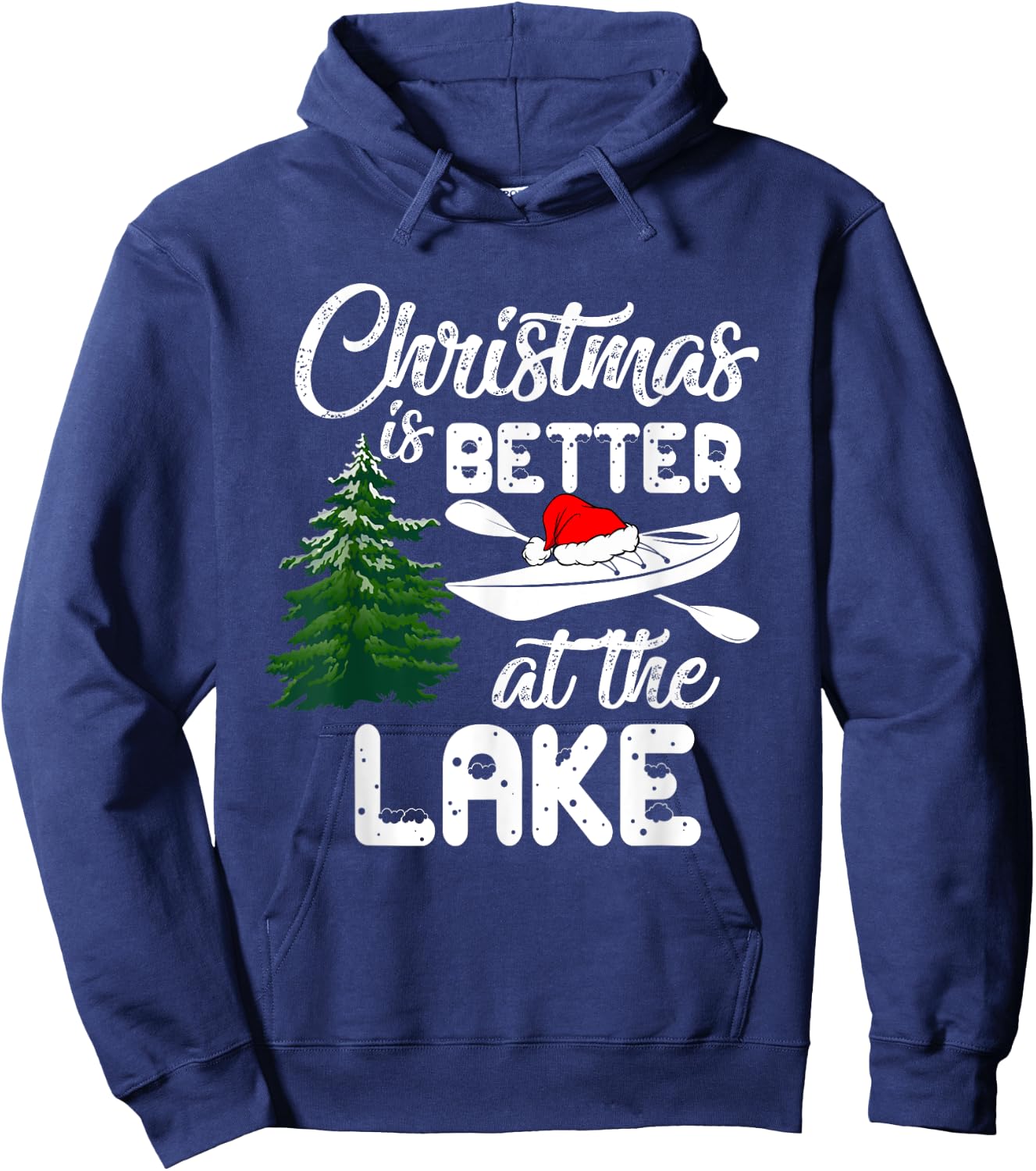 Christmas Life Is Better At The Lake Kayak Funny Pajamas Hoodie - Hoodie | Navy