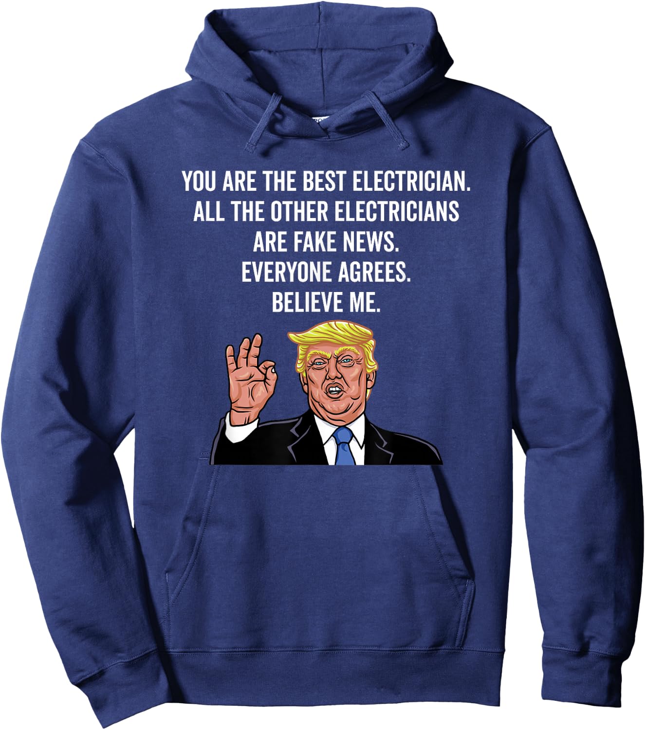 Funny Electrician Designs Men's Black Funny Trump Electrician Lineman Hoodie - Hoodie | Navy