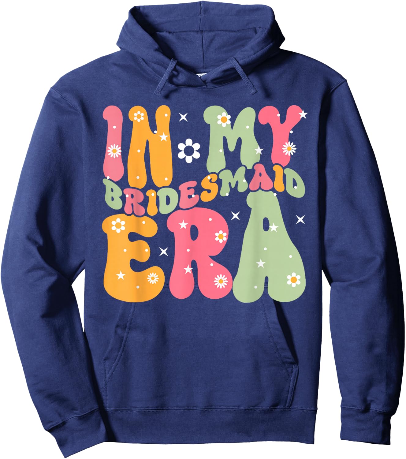 Maid of Honor in My Bridesmaid Era Groovy Bachelorette Hoodie - Hoodie | Navy