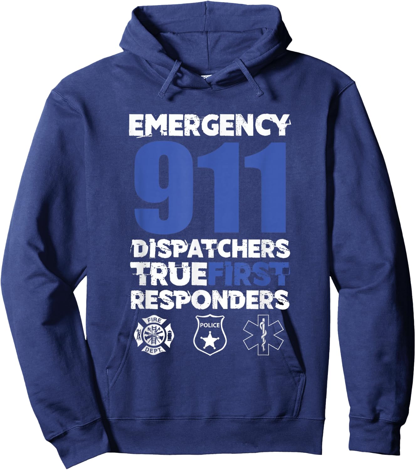 Emergency 911 Dispatcher Operator USA American Firefighter Hoodie - Hoodie | Navy