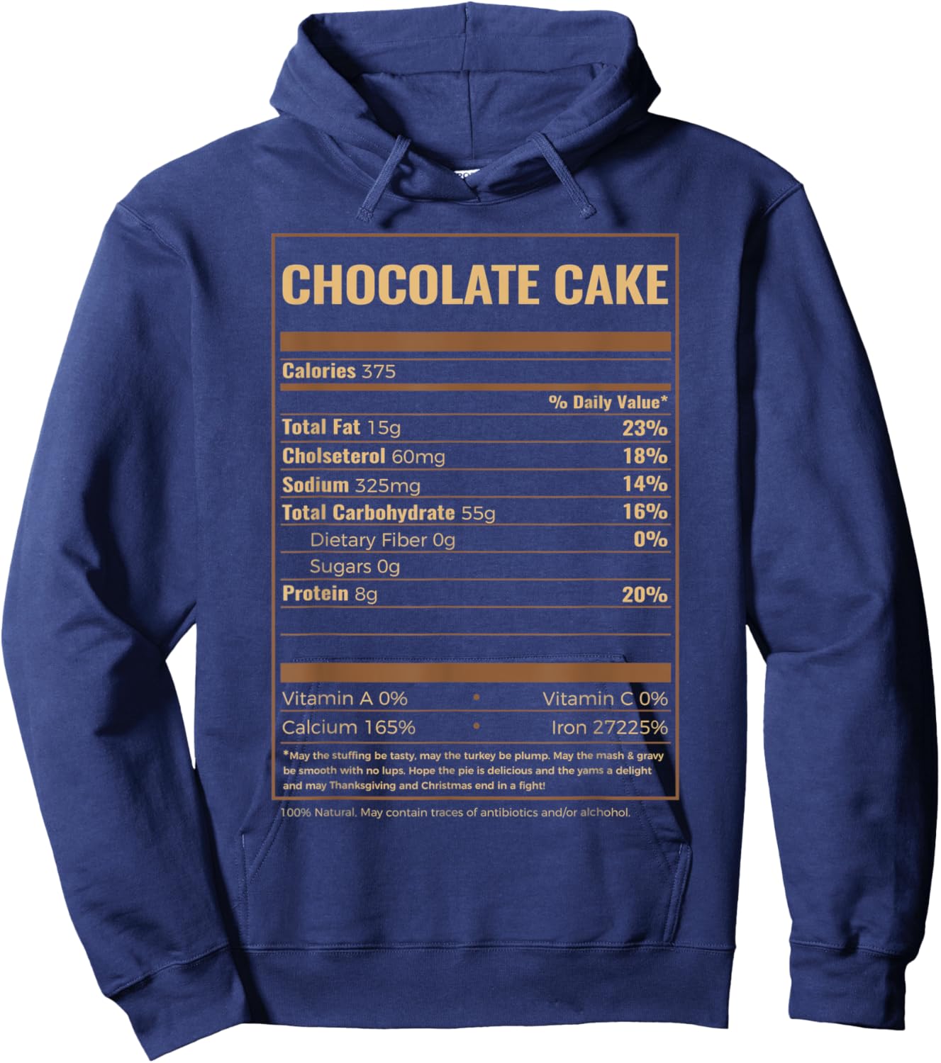 Chocolate Cake Nutrition Facts Hoodie - Hoodie | Navy