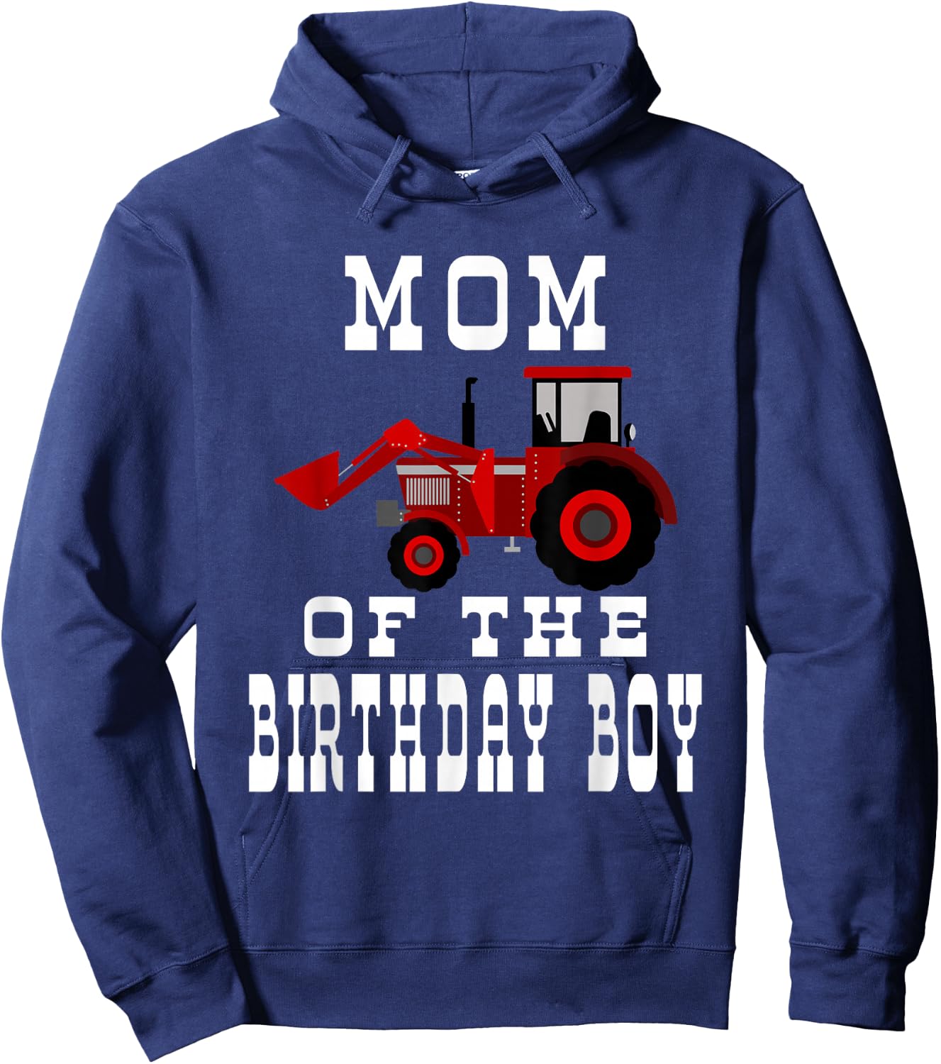 Mom of the Birthday Boy Red Farm Tractor Matching Party Hoodie - Hoodie | Navy